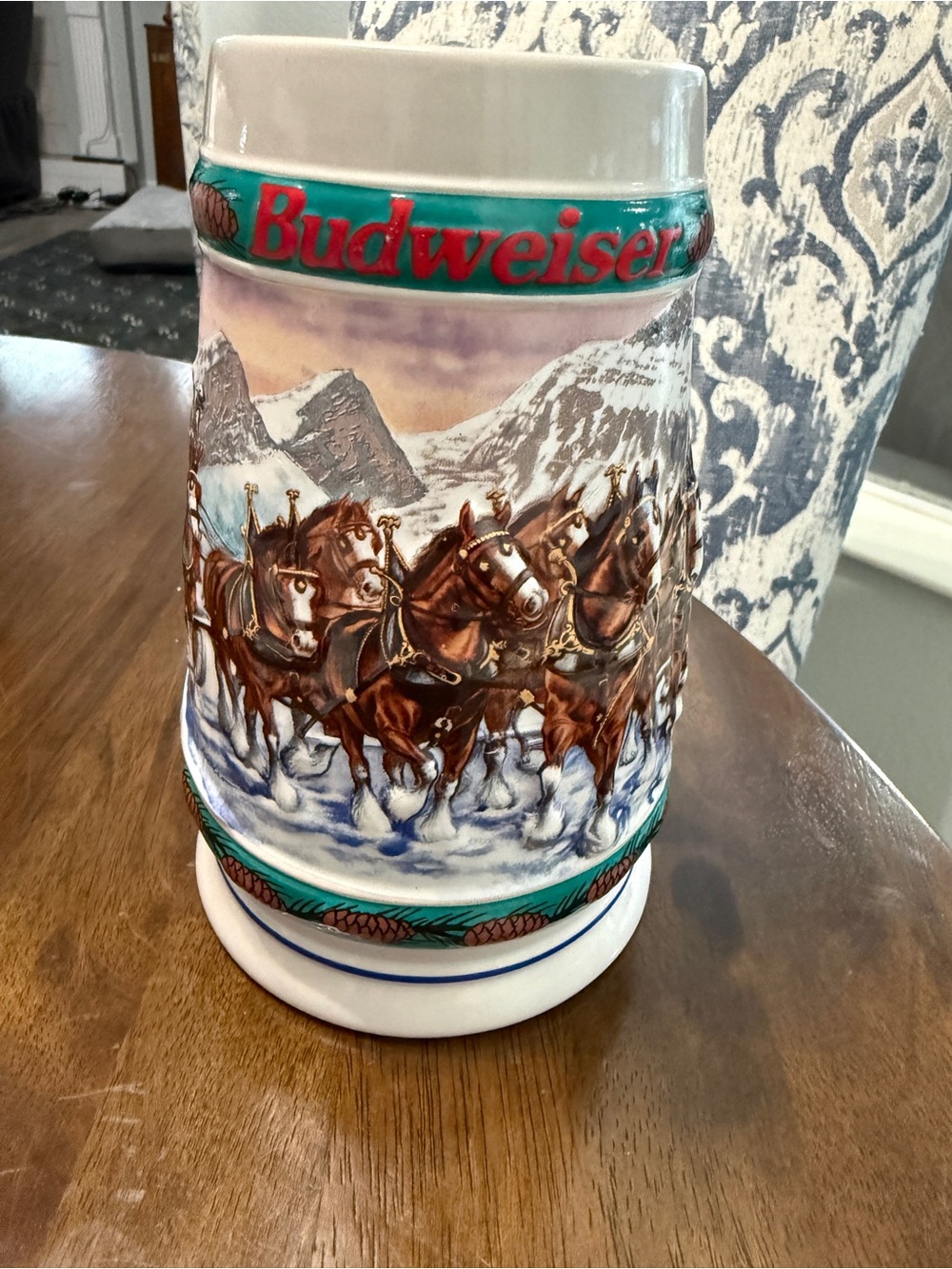 Vintage 1993 Budweiser Holiday Stein “Special Delivery” Clydesdales Ceramarte